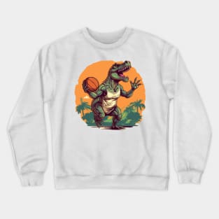 Basketball Dino T-Rex Humor Graphic Crewneck Sweatshirt